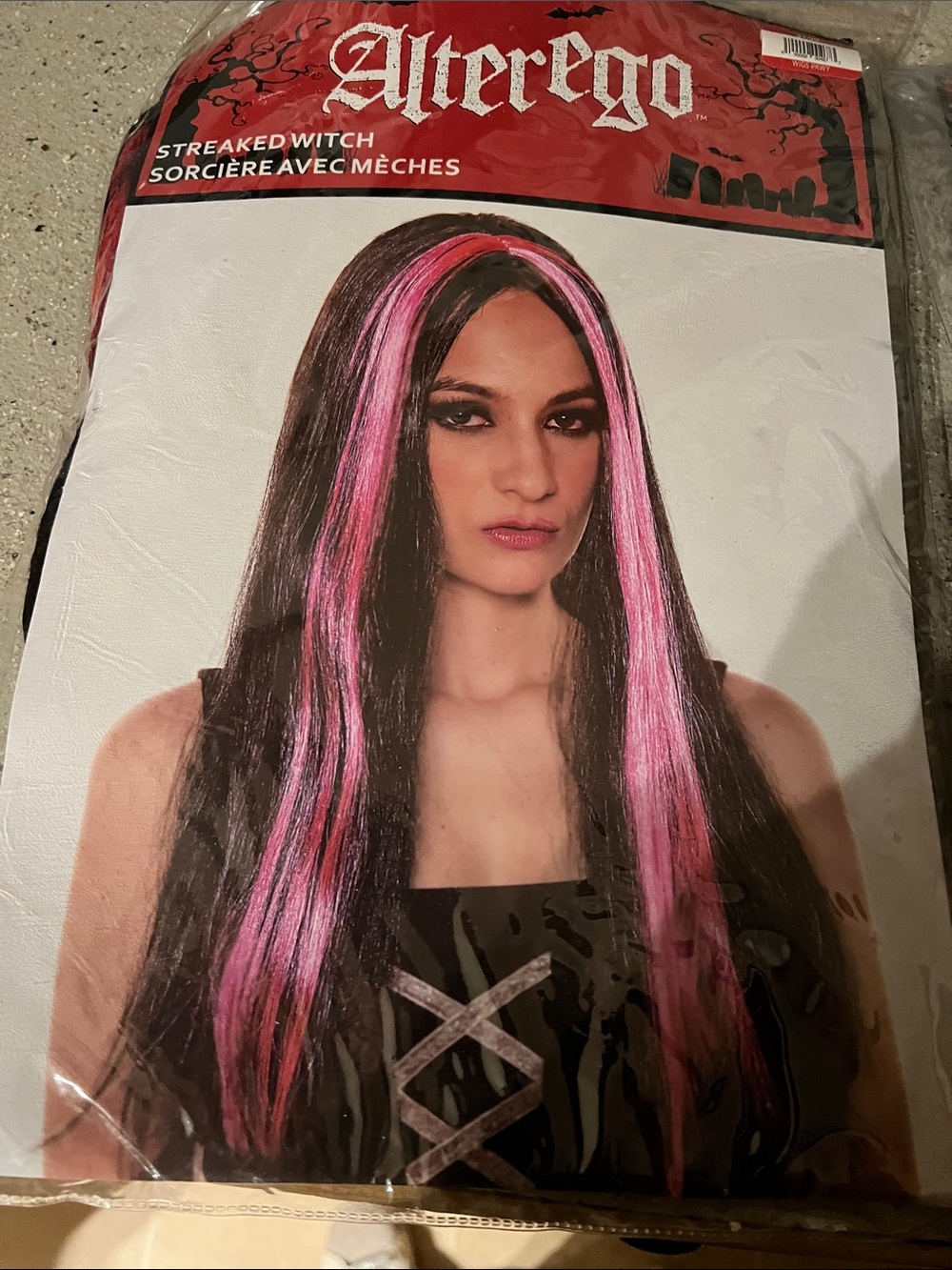 4/$20 Streaked Witch Women’s Black and Pink Costume Wig - Picture 1 of 2